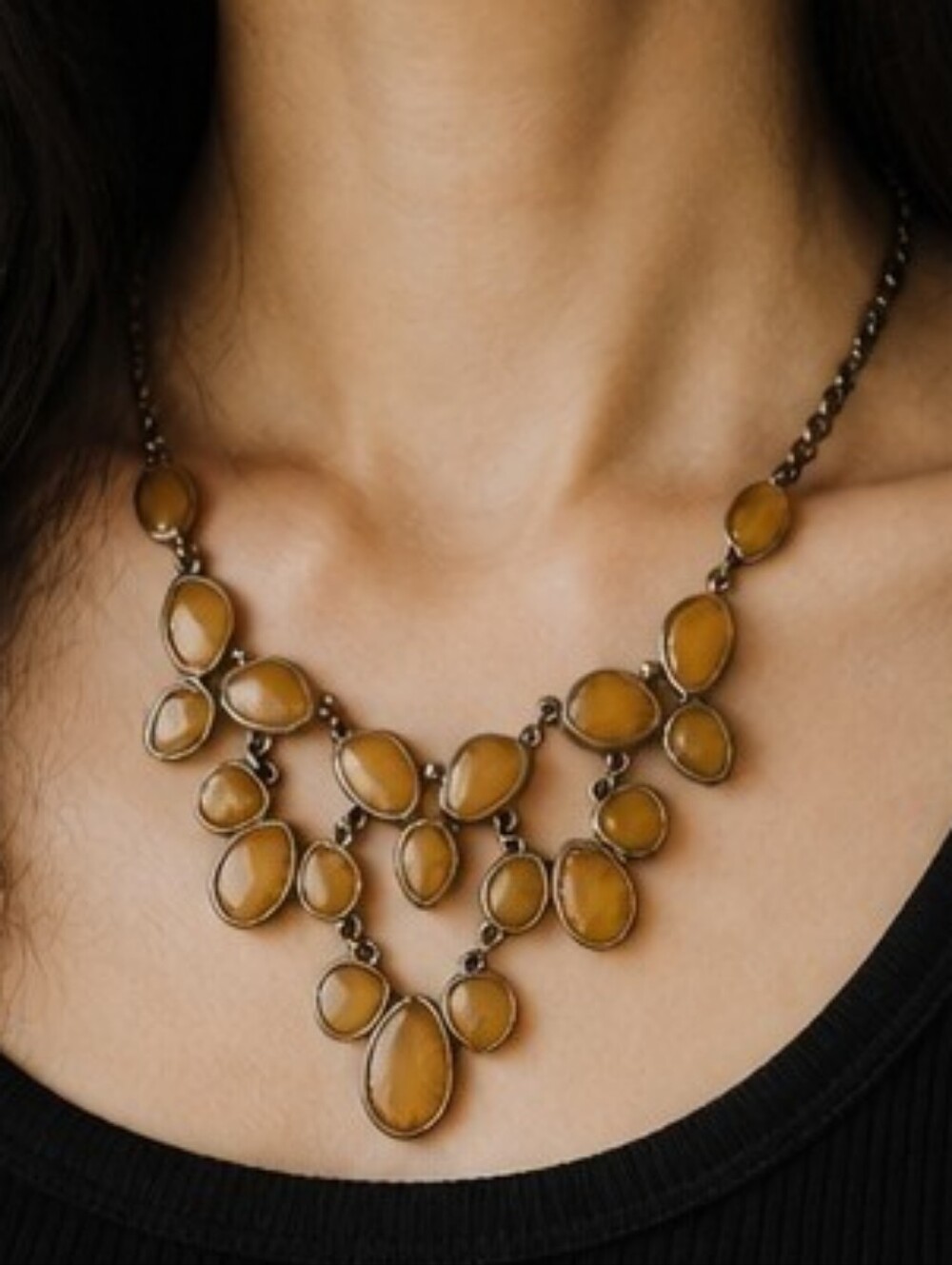 Yellow Gemstone Bib Necklace Statement